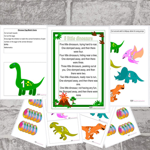 5 little dinosaurs rhyme pack